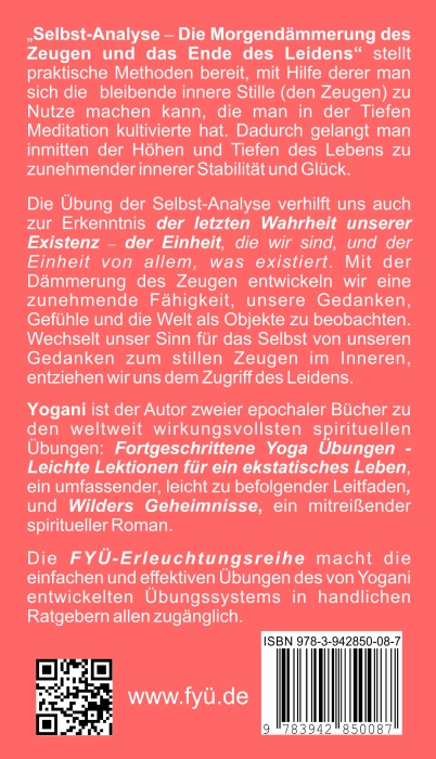 back cover Selbst-Analyse Yogani FYÜ-Verlag